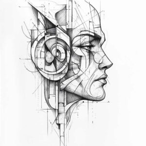 energetic-figure-tattoo – tattoo design ideas free ai generated – madness – for-arm – Gallery: surrealistic-characters-inkby-ai