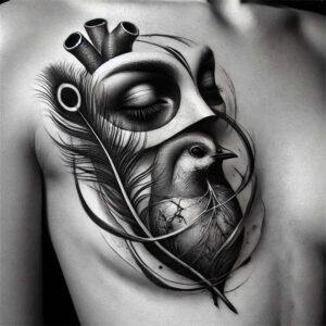 energy-motif-figure-tattoo – tattoo design ideas free ai generated – noir – for-wrist-side – Gallery: surrealistic-characters-inkby-ai