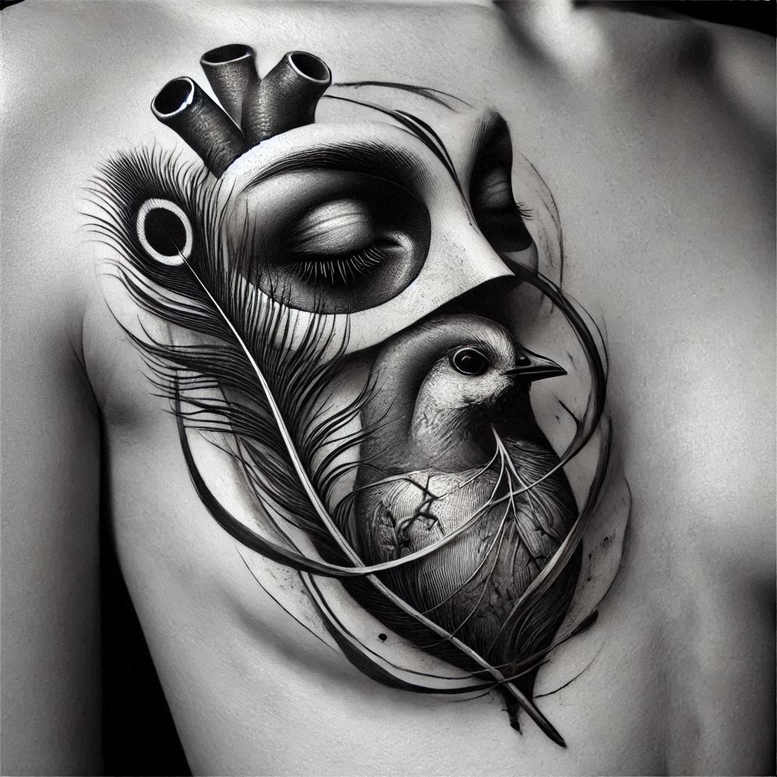 energy-motif-figure-tattoo – tattoo design ideas free ai generated – noir – for-wrist-side – Gallery: surrealistic-characters-inkby-ai