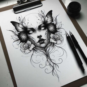 fantastic-figure-tattoo – tattoo design ideas free ai generated – witchcraft – for-lower-back – Gallery: surrealistic-characters-inkby-ai