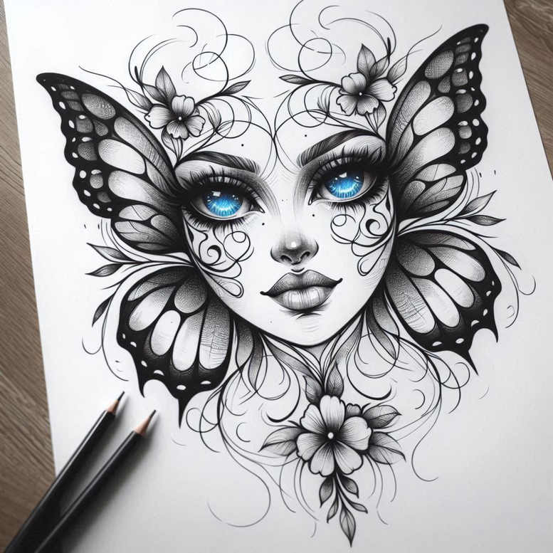 fantasy-motif-figure-tattoo – tattoo design ideas free ai generated – crawling – for-shin – Gallery: surrealistic-characters-inkby-ai