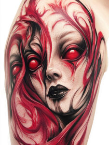 fantasy-motif-figure-tattoo – tattoo design ideas free ai generated – twisted – for-foot – Gallery: surrealistic-characters-inkby-ai