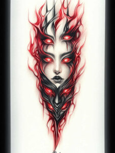 for-women – tattoo design ideas free ai generated – mirror-image – for-temple – Gallery: surrealistic-characters-inkby-ai