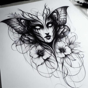geometric-figure-tattoo – tattoo design ideas free ai generated – hidden – for-collarbone – Gallery: surrealistic-characters-inkby-ai