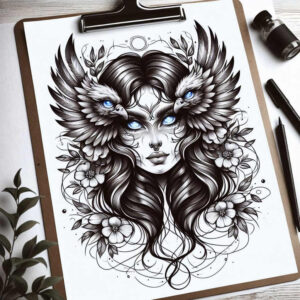 imagination-figure-tattoo – tattoo design ideas free ai generated – spectral – for-ribs – Gallery: surrealistic-characters-inkby-ai
