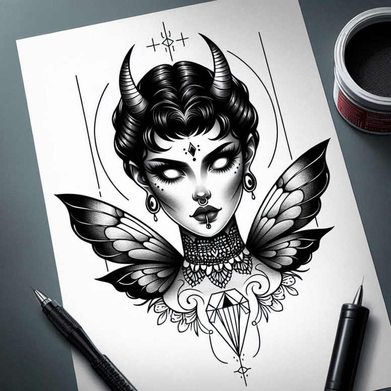 mystical-effect-figure-tattoo – tattoo design ideas free ai generated – sinister – for-hand – Gallery: surrealistic-characters-inkby-ai