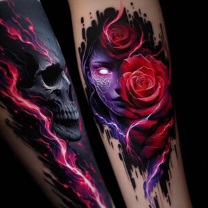 mystical-figure-tattoo – tattoo design ideas free ai generated – deep-shadows – for-biceps – Gallery: surrealistic-characters-inkby-ai