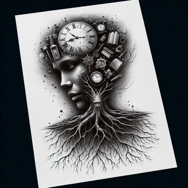 spiritual-motif-figure-tattoo-for-men – tattoo design ideas free ai generated – void – for-full-back – Gallery: surrealistic-characters-inkby-ai