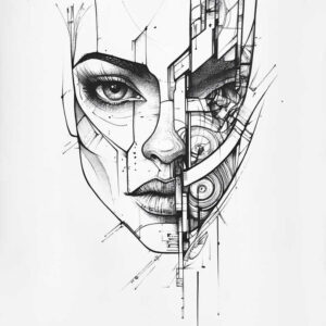 surrealism-tattoo – tattoo design ideas free ai generated – lurking – for-sternum – Gallery: surrealistic-characters-inkby-ai