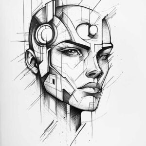 surrealistic-figure-tattoo – tattoo design ideas free ai generated – silence – for-spine – Gallery: surrealistic-characters-inkby-ai