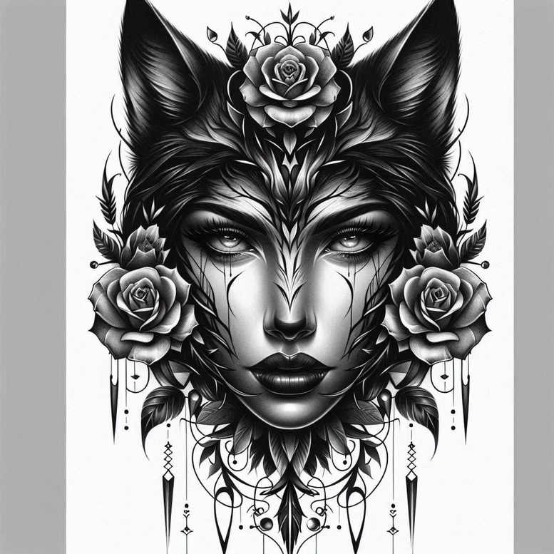 symbolic-figure-tattoo – tattoo design ideas free ai generated – horror – for-inner-arm – Gallery: surrealistic-characters-inkby-ai