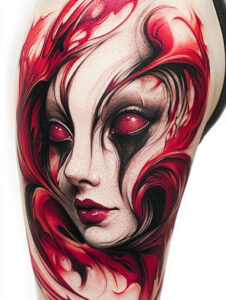 symbolic-motif-figure-tattoo – tattoo design ideas free ai generated – reflection – for-outer-arm – Gallery: surrealistic-characters-inkby-ai