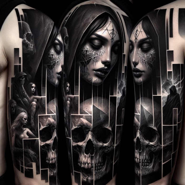 surrealistic-characters tattoo design ideas Surrealism imperfect symmetry altered figure stands for perseverance