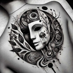 surrealistic-characters tattoo design ideas Realism natural tones conceptual person for temple