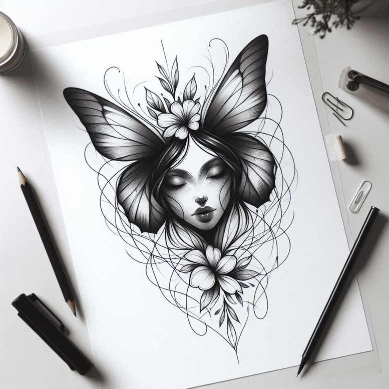 surrealistic-characters tattoo design ideas natural blush distorted face resilience and power