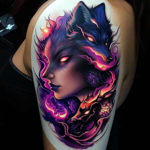 surrealistic-characters tattoo design ideas Surrealism mysterious dream human for upper shoulder