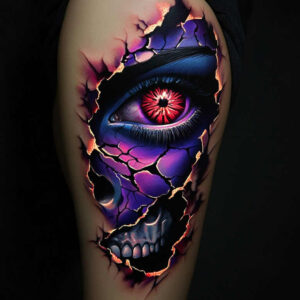 surrealistic-characters tattoo design ideas gradient fills hyperreal expression for lower chest