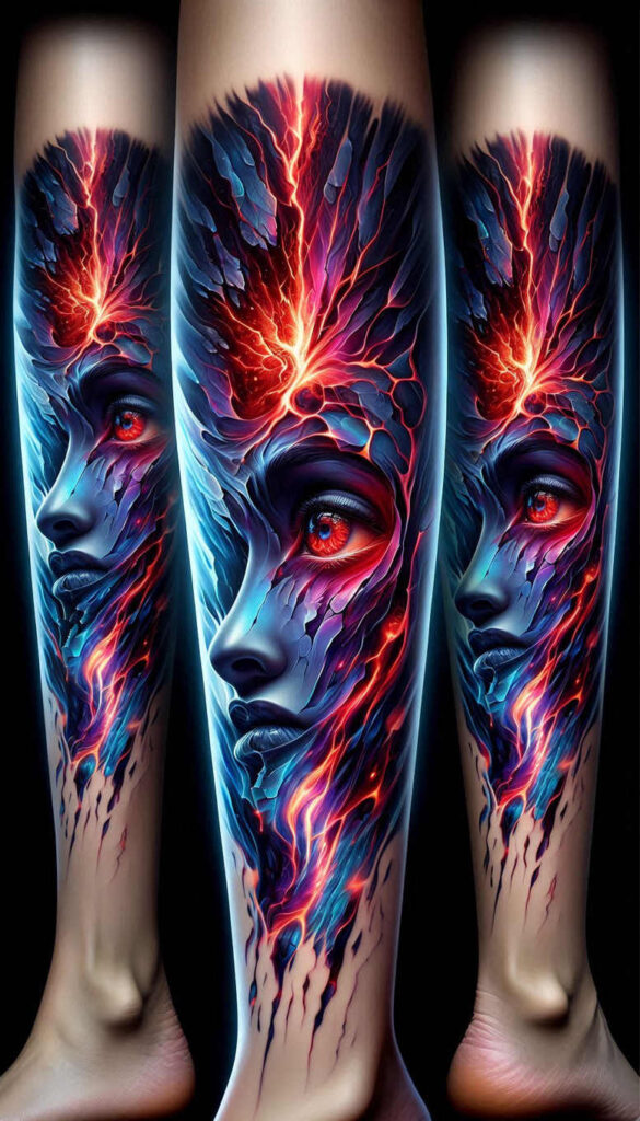 surrealistic-characters tattoo design ideas gentle shadow impossible being stands for strength