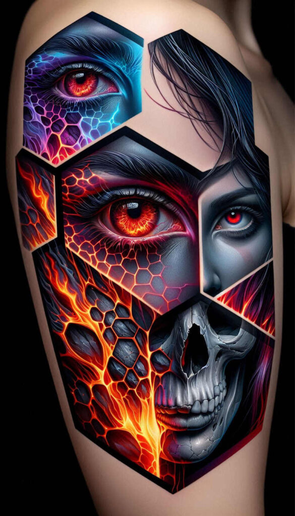 surrealistic-characters tattoo design ideas Surrealism abstract melted form for triceps