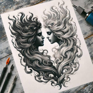 surrealistic-characters tattoo design ideas artistic shading subconscious hero for thigh