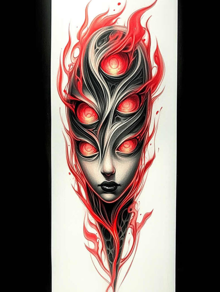surrealistic-characters tattoo design ideas Realism seamless blend symbolic body for scapula