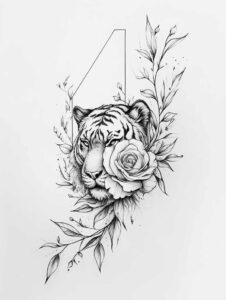 abstract-tiger – tattoo design ideas free ai generated – surrealism-unreal – for-collarbone – Gallery: tigers-inkby-ai