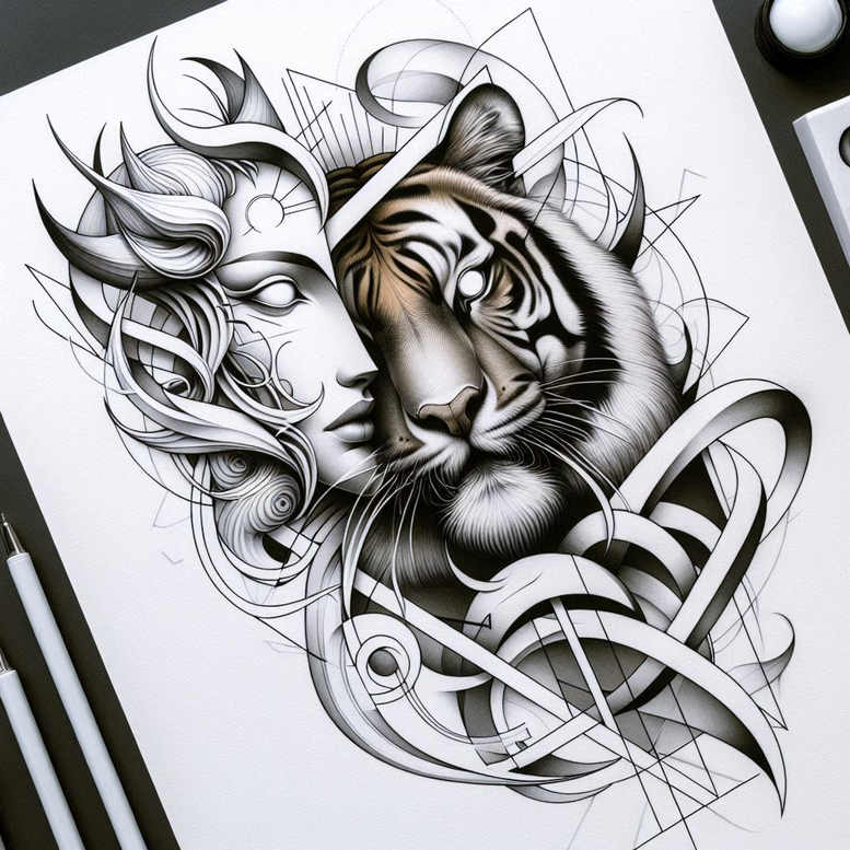 for-women – tattoo design ideas free ai generated – surrealism-morphic – for-stomach – Gallery: tigers-inkby-ai