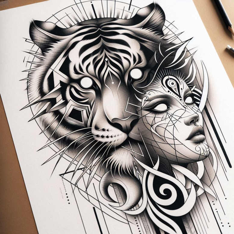 tigers tattoo design ideas Surrealism symbolic apex predator symbol of perseverance