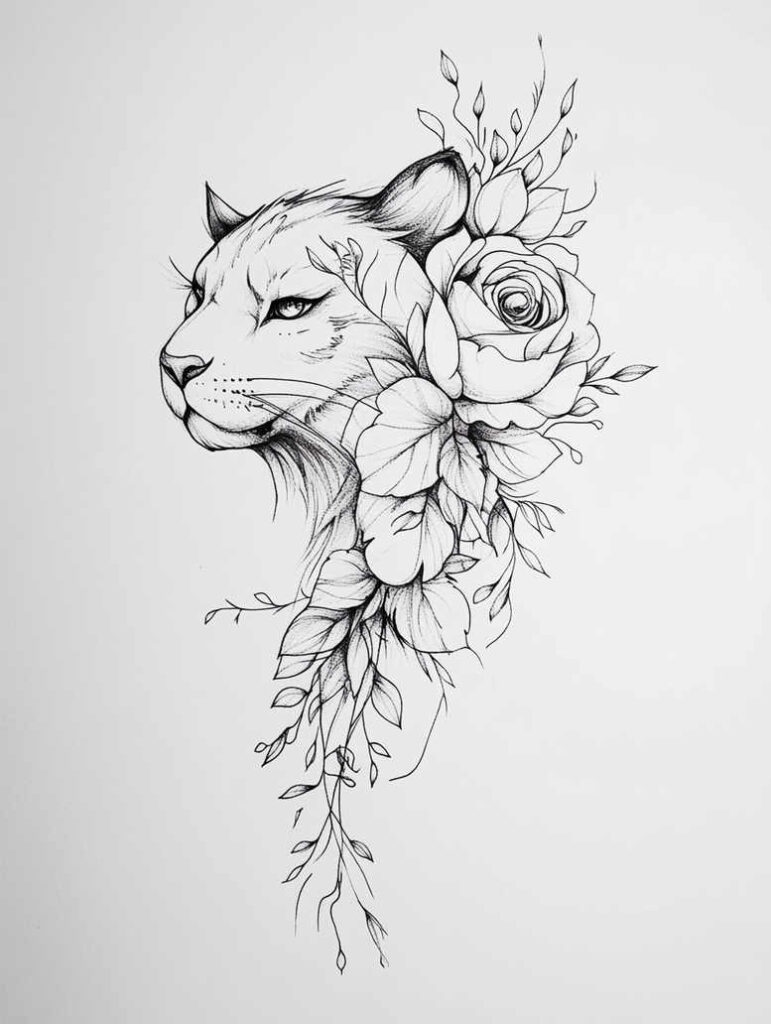 tigers tattoo design ideas Surrealism shifting shapes feline movement strength and power