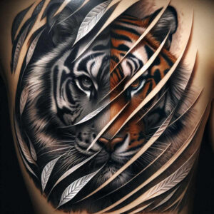 tigers tattoo design ideas 3D-rendered jungle king for triceps