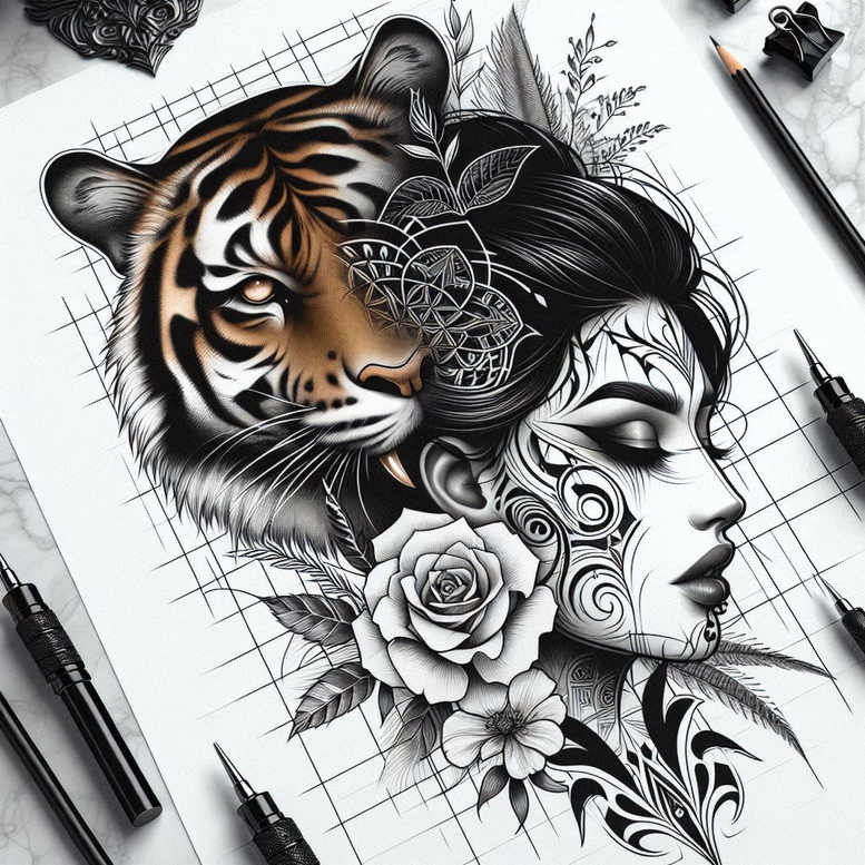 tigers tattoo design ideas Realism clean background jungle ruler symbol of endurance