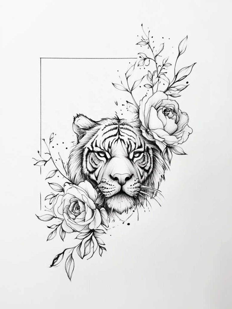 tigers tattoo design ideas Realism digital realism motion lines for sternum