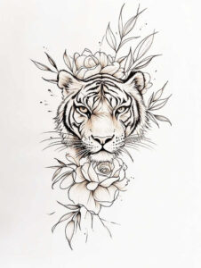 tigers tattoo design ideas precise lines orange fury for abdomen