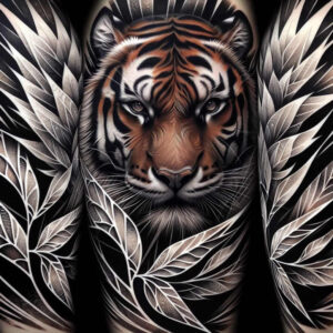tigers tattoo design ideas Neotraditional sharp edges predator stance for back