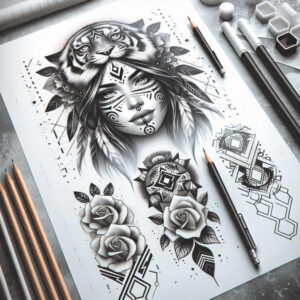 tigers tattoo design ideas Surrealism morphic transformation predator stance for biceps