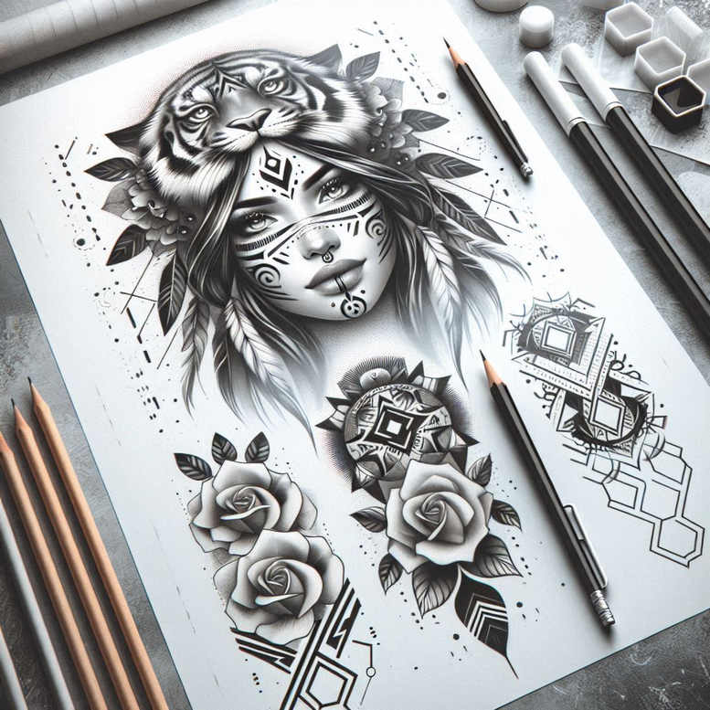 tigers tattoo design ideas Surrealism morphic transformation predator stance for biceps