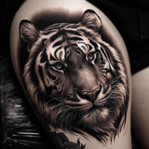 tigers tattoo design ideas Surrealism enigmatic visuals predator stance symbol of strength
