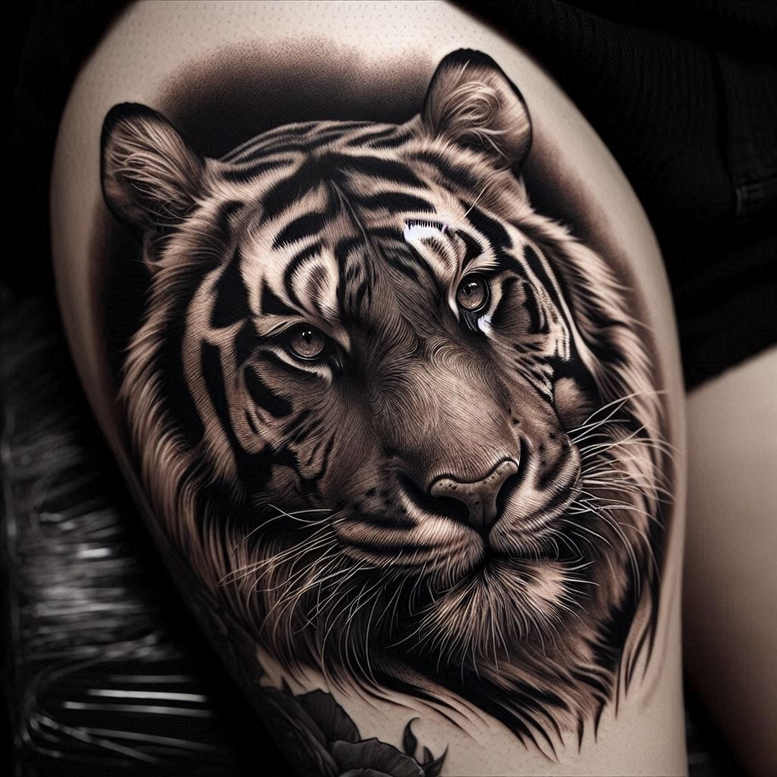 tigers tattoo design ideas Surrealism enigmatic visuals predator stance symbol of strength