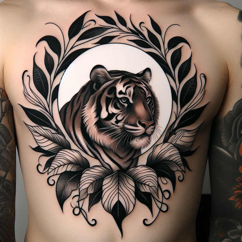 tigers tattoo design ideas Surrealism abstract primal energy symbolising endurance