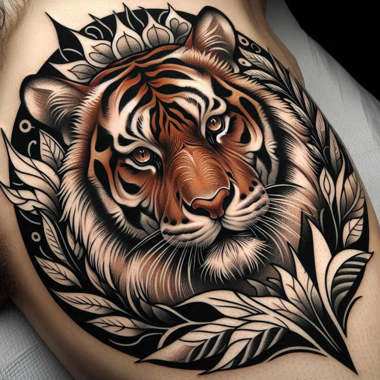 tigers tattoo design ideas Realism subtle gradients sharp eyes for biceps