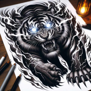 tigers tattoo design ideas Realism full detail stealth beast strength and power