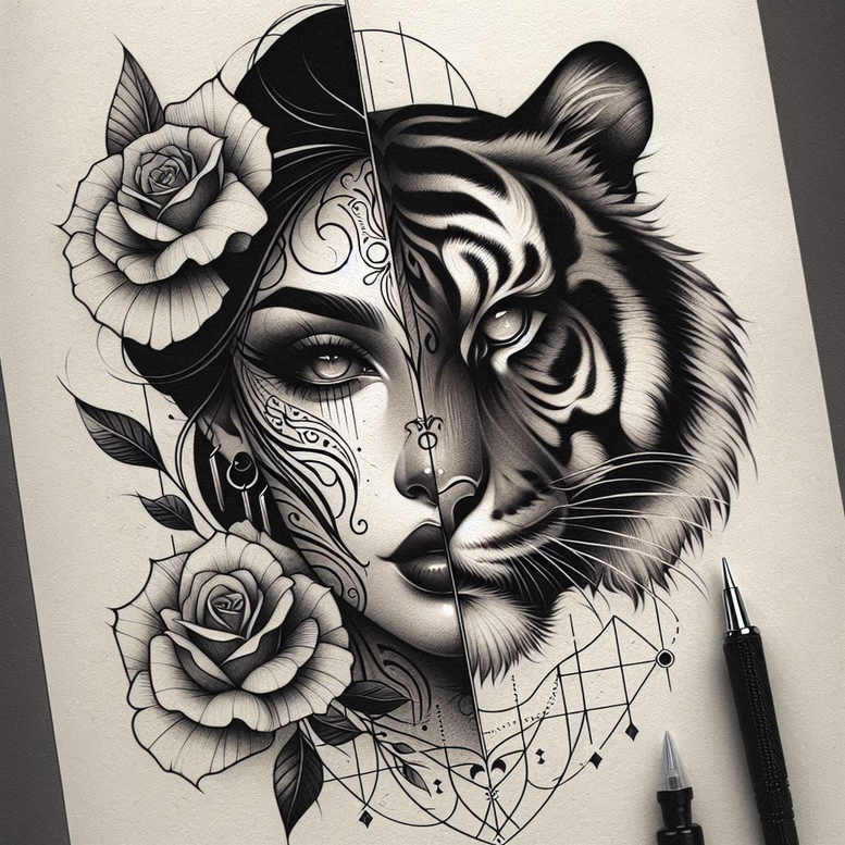tigers tattoo design ideas detailed linework tattoo wildness stands for courage