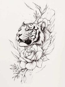 tiger-and-freedom – tattoo design ideas free ai generated – surrealism-abstract-forms – for-hand – Gallery: tigers-inkby-ai