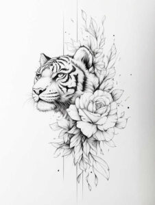 tiger-and-spirituality-for-men – tattoo design ideas free ai generated – neotraditional-intricate-shading – for-knee – Gallery: tigers-inkby-ai