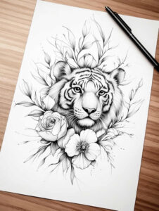 tiger-in-motion – tattoo design ideas free ai generated – realism-living-skin – for-triceps – Gallery: tigers-inkby-ai