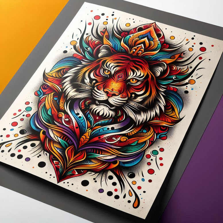 tiger – tattoo design ideas free ai generated – neotraditional-vivid-detail – for-biceps – Gallery: tigers-inkby-ai