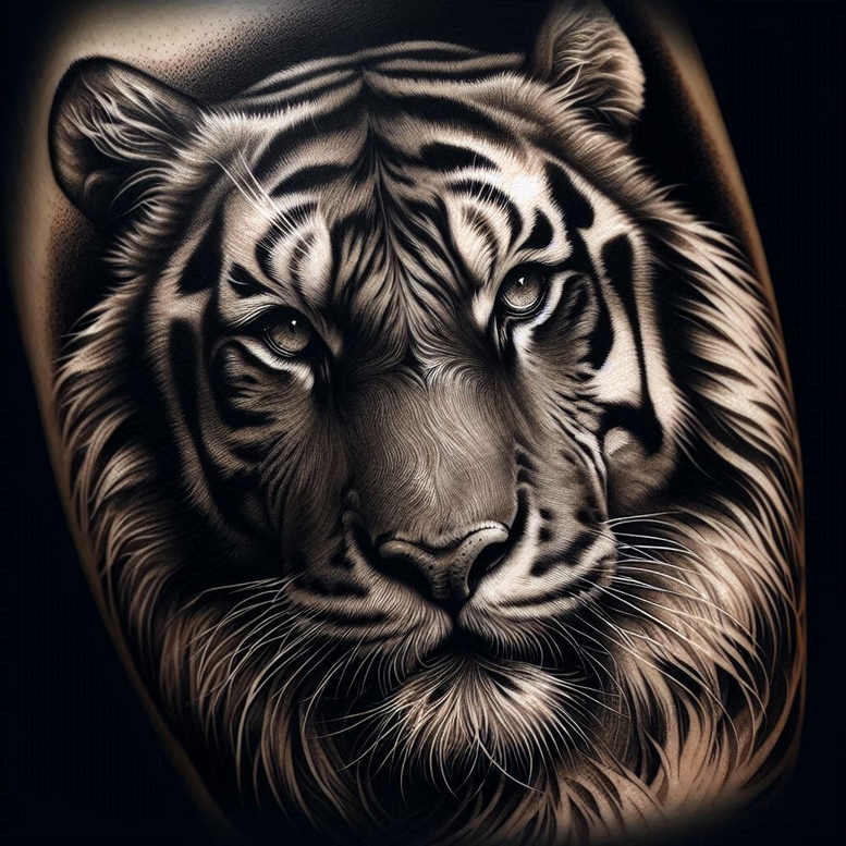 tiger-natural-look – tattoo design ideas free ai generated – neotraditional-solid-fill – for-heel – Gallery: tigers-inkby-ai