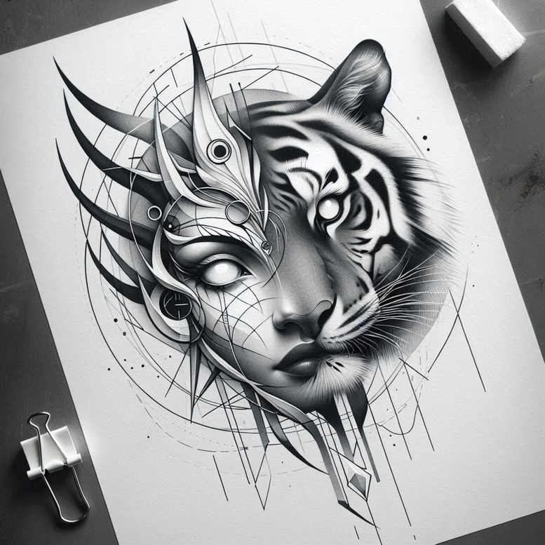 tiger-natural-look – tattoo design ideas free ai generated – neotraditional-strong-contrast – for-biceps – Gallery: tigers-inkby-ai