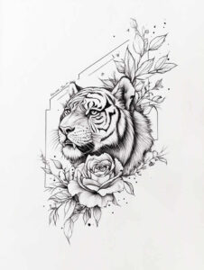 tiger-nature-motif – tattoo design ideas free ai generated – neotraditional-balanced-color – for-abdomen – Gallery: tigers-inkby-ai