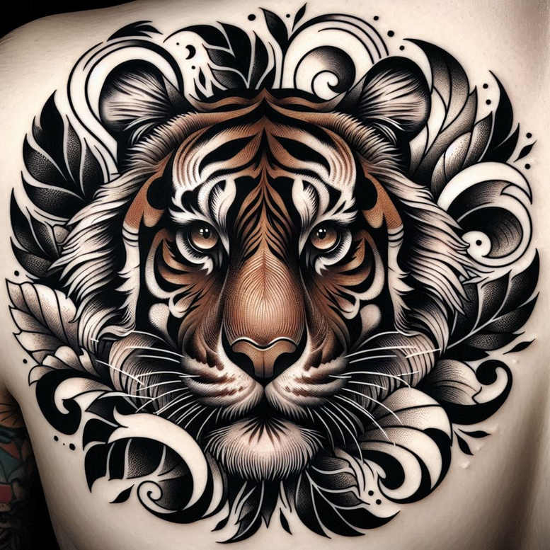 tiger-power-symbol – tattoo design ideas free ai generated – neotraditional-bold-highlights – for-wrist – Gallery: tigers-inkby-ai